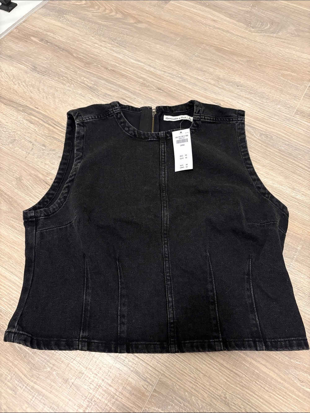 Abercrombie & Fitch Black Sleeveless Denim Crop Shell